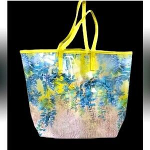 BEBE Limited Edition Spring Garden Colorful Beach Tote Bag Purse New